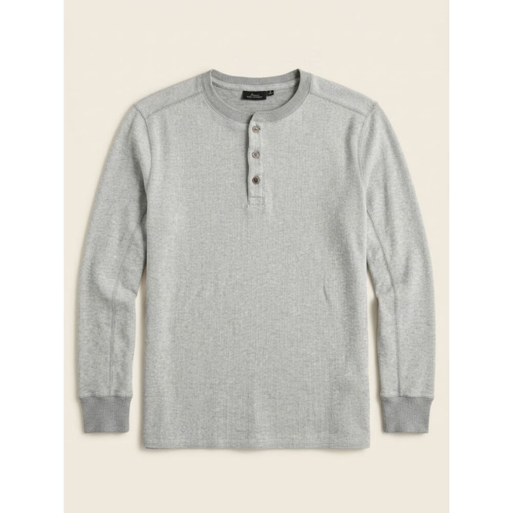 Marc Anthony Henley Shirt Mens M Gray Herringbone Knit Long Sleeve Button Top